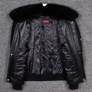 A2 USAF Pilot Leather Flight Jacket with Faux Fur Collar