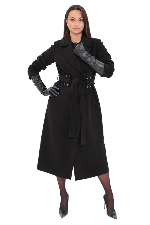 Justine Black Cashmere Blend Overcoat – 100 cm