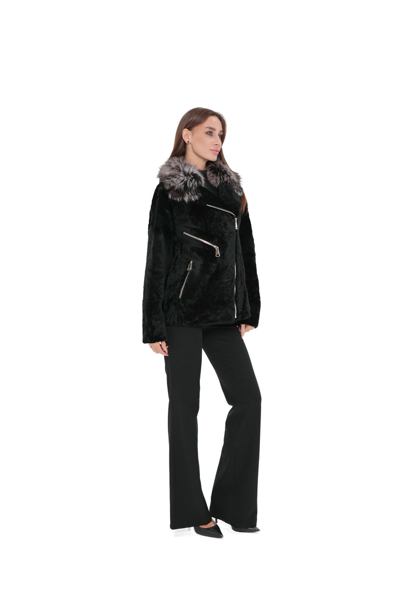 Genuine Silver Fox Trim Coat