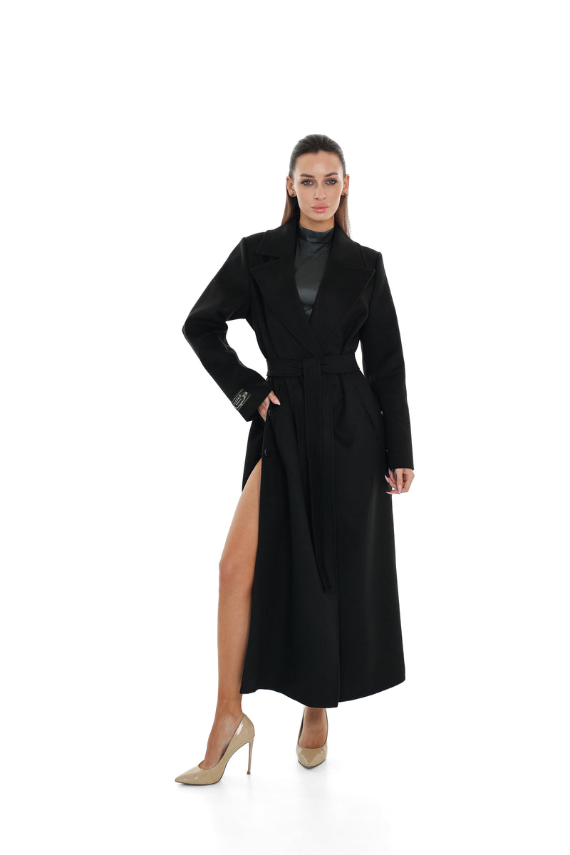 Black Cashmere Blend Coat for Women