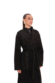 Noir Genuine Karakul Fur Wool Overcoat