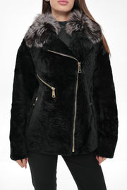 Genuine Silver Fox Trim Coat