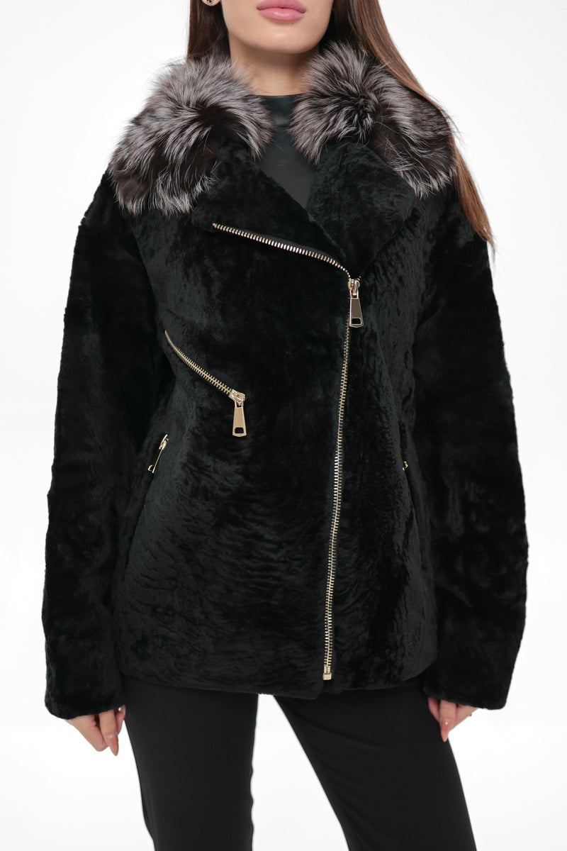 Genuine Silver Fox Trim Coat