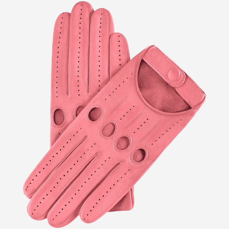 Alessa (pink) - Classic lambskin leather driving gloves
