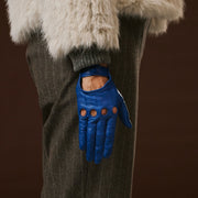 Alessa (blue) - Classic lambskin leather driving gloves