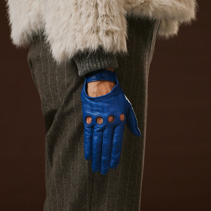 Alessa (blue) - Classic lambskin leather driving gloves