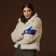 Alessa (blue) - Classic lambskin leather driving gloves