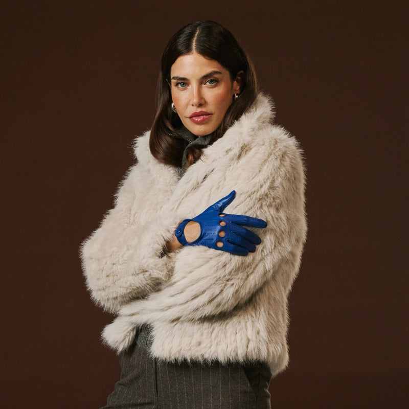 Alessa (blue) - Classic lambskin leather driving gloves