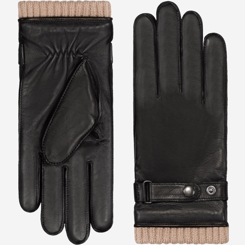 Alonzo (black) - Lambskin leather gloves with cashmere lining & touchscreen feature