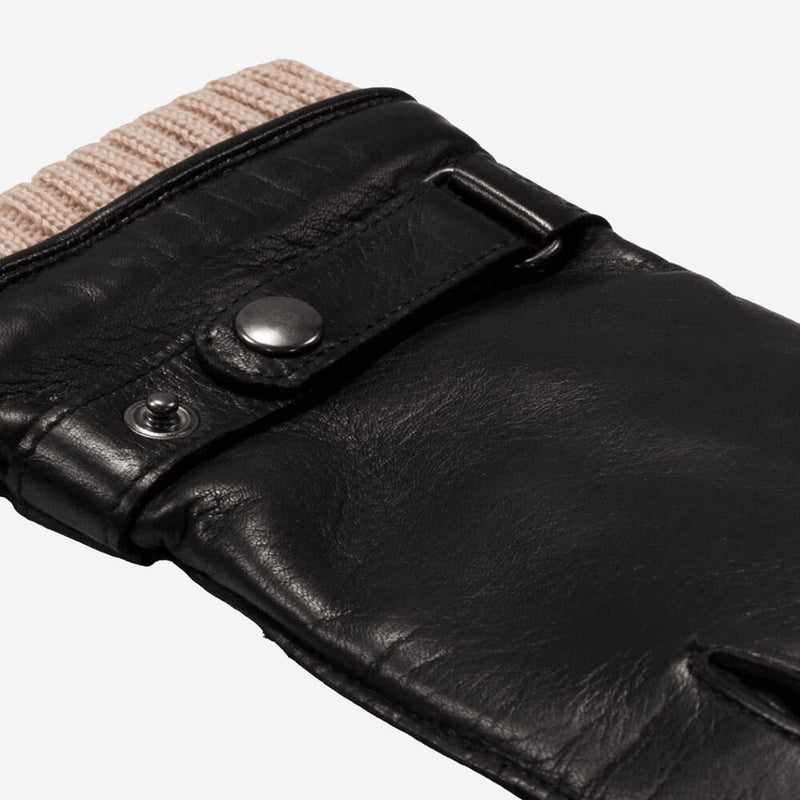 Alonzo (black) - Lambskin leather gloves with cashmere lining & touchscreen feature