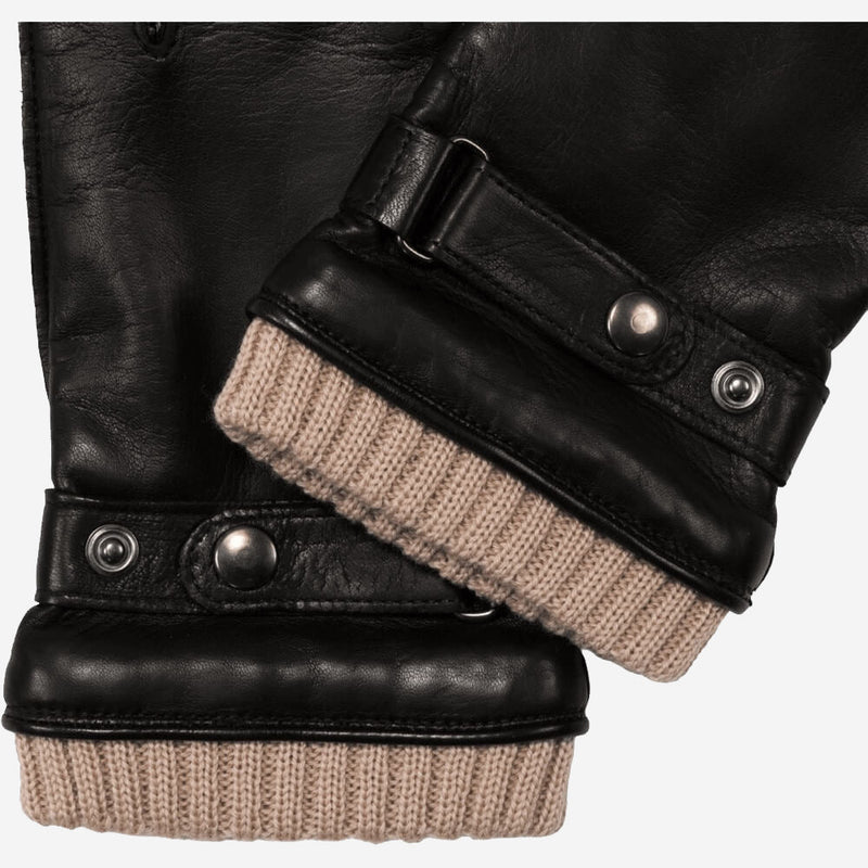 Alonzo (black) - Lambskin leather gloves with cashmere lining & touchscreen feature