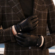 Alonzo (black) - Lambskin leather gloves with cashmere lining & touchscreen feature
