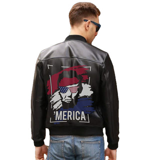 American Abraham Lincoln Freedom Printed Real Leather Jacket