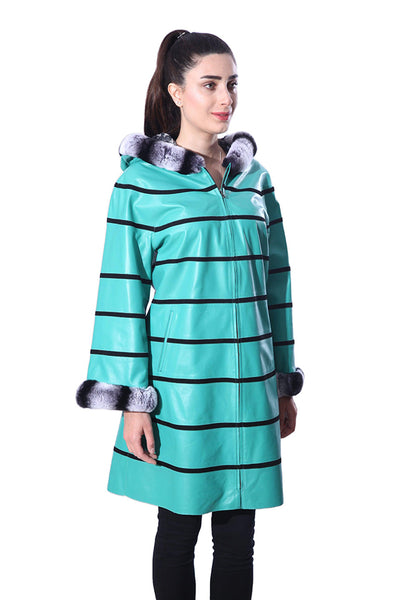 Anna Womens Real Fur Leather Jacket with Hood
