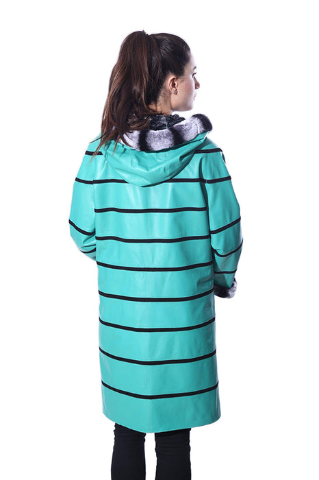 Anna Womens Real Fur Leather Jacket with Hood