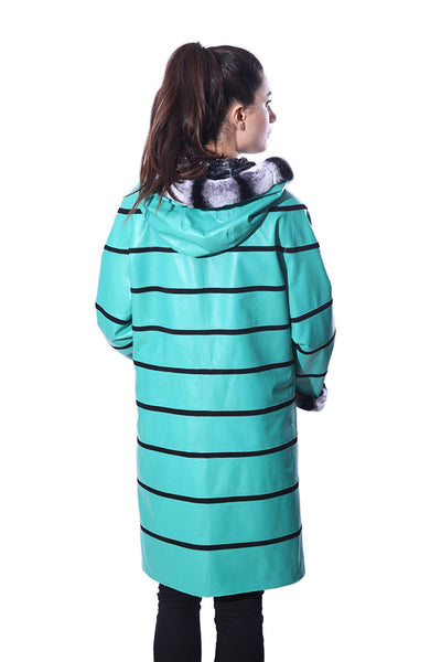 Anna Womens Real Fur Leather Jacket with Hood