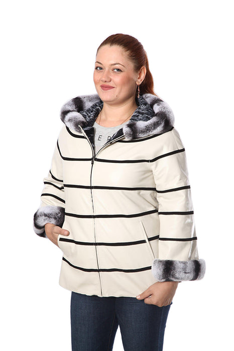 Anna Womens Real Fur Leather Jacket with Hood