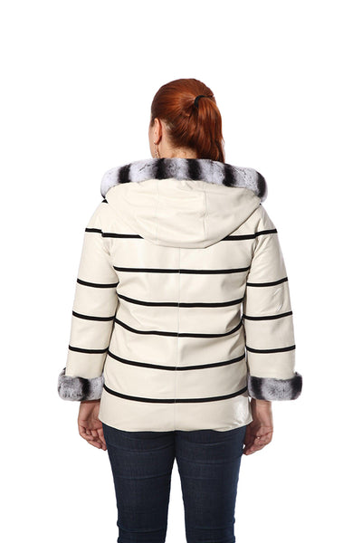 Anna Womens Real Fur Leather Jacket with Hood