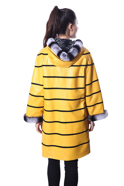 Anna Womens Real Fur Leather Jacket with Hood