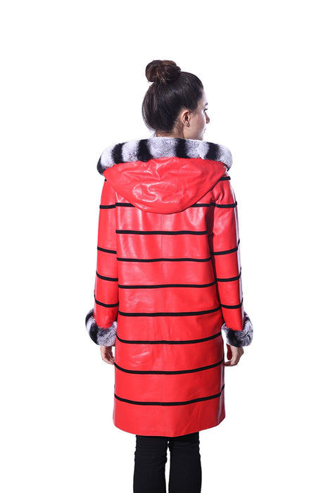 Anna Womens Real Fur Leather Jacket with Hood