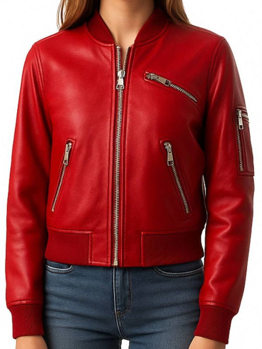 Audrey Leather Red Jacket – Stylish Women’s Red Leather Jacket