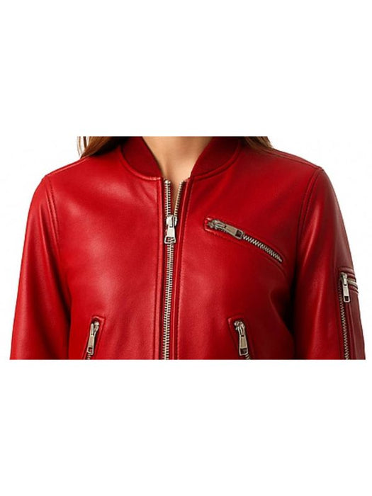 Audrey Leather Red Jacket – Stylish Women’s Red Leather Jacket