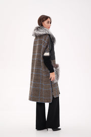 Silver Fox Wool Cashmere Coat with Detachable Fur