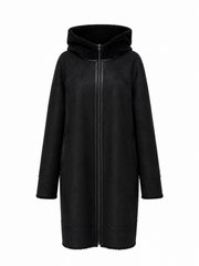 Rei Reversible Faux Fur & Suede Coat in Black