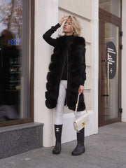 Genuine Polar Fox Fur Vest – 90 cm Longline