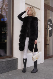 Genuine Polar Fox Fur Vest – 90 cm Longline