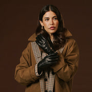 Bella (black) - lambskin leather gloves with lambswool lining & touchscreen feature