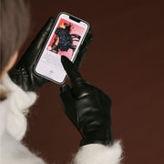 Bella (black) - lambskin leather gloves with lambswool lining & touchscreen feature