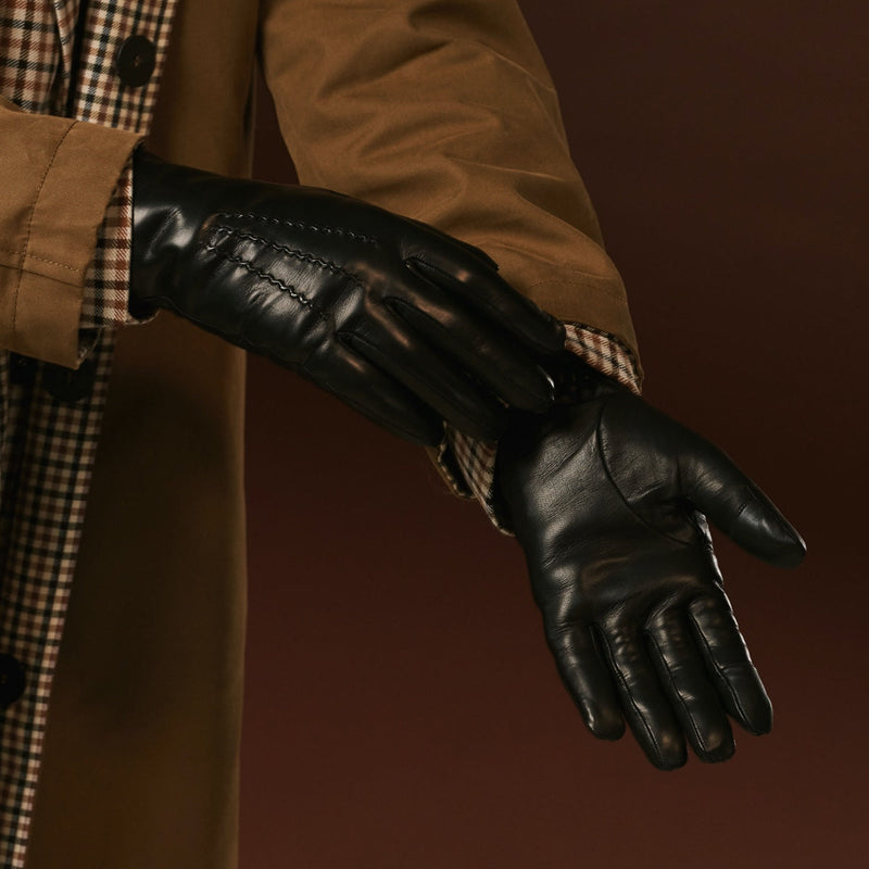 Bella (black) - lambskin leather gloves with lambswool lining & touchscreen feature