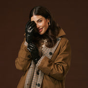 Bella (black) - lambskin leather gloves with lambswool lining & touchscreen feature