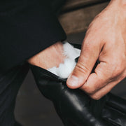 Marco (black) - Lambskin leather gloves with white rabbit fur lining