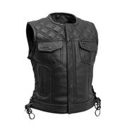 Bonnie - Women's Motorcycle Leather Vest - Diamond Quilt