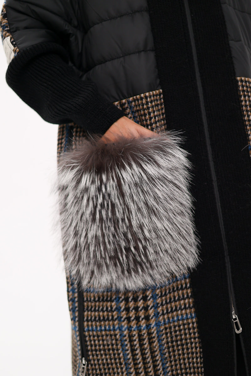 Silver Fox Wool Cashmere Coat with Detachable Fur