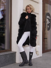 Genuine Polar Fox Fur Vest – 90 cm Longline