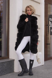 Genuine Polar Fox Fur Vest – 90 cm Longline