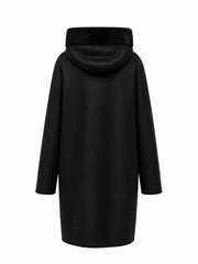 Rei Reversible Faux Fur & Suede Coat in Black