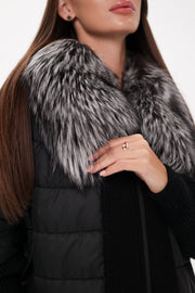 Silver Fox Wool Cashmere Coat with Detachable Fur