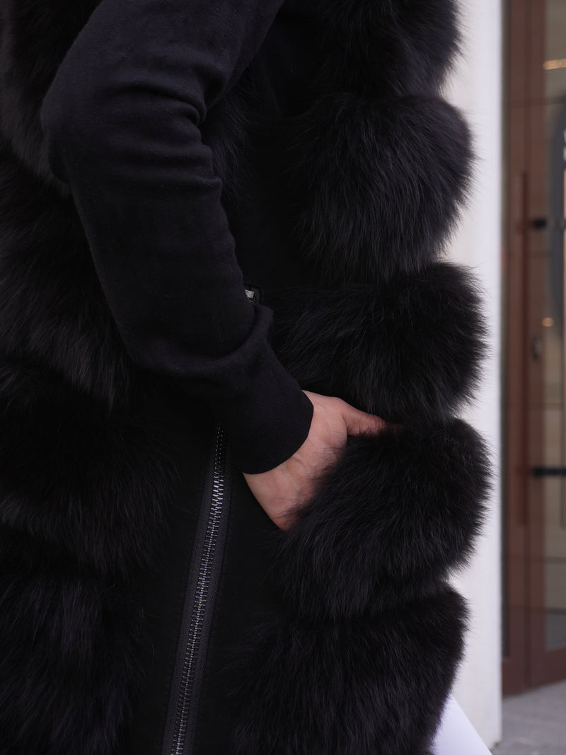 Genuine Polar Fox Fur Vest – 90 cm Longline
