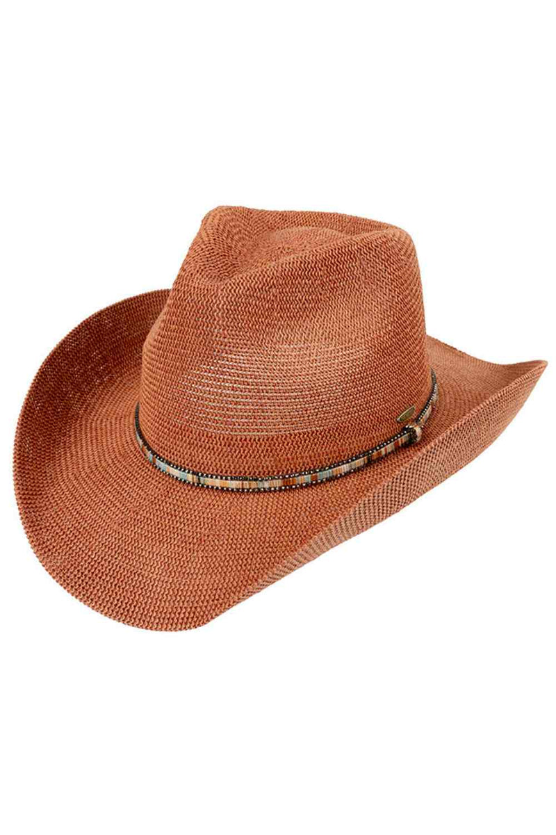 Multicolored Trim Band Knitted Cowboy Hat