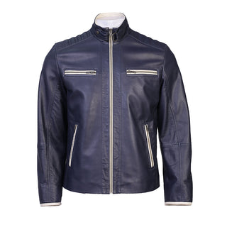 Colossal Mens Dual Tone Blue White Leather Jacket