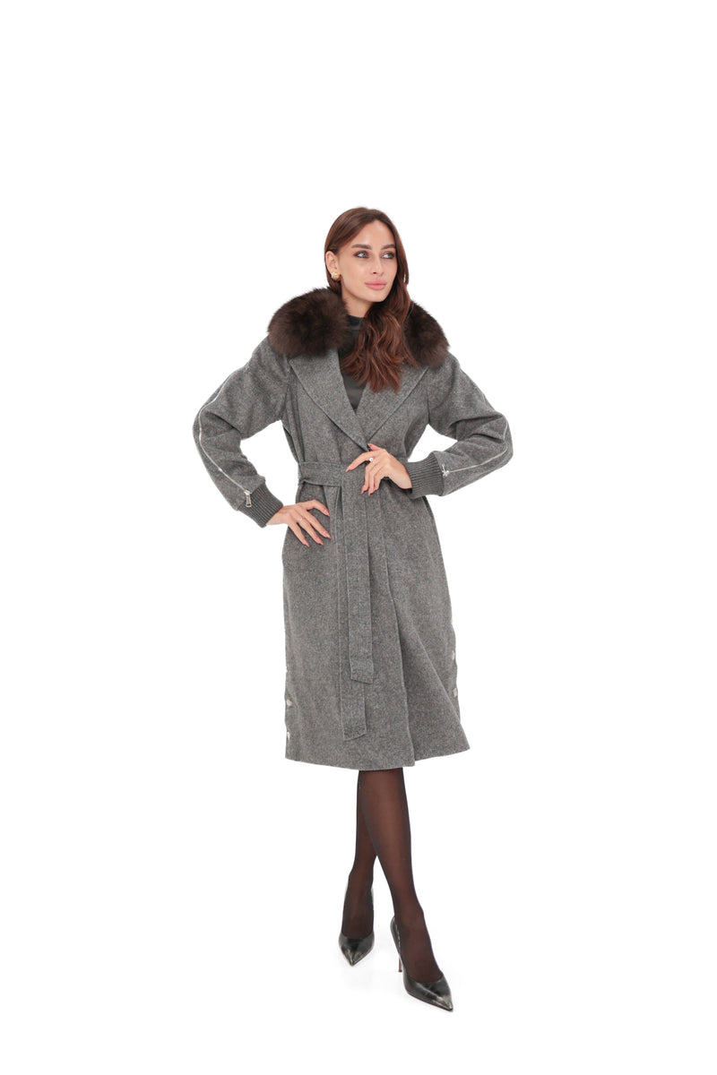 Genuine Polar Fox Wool Coat