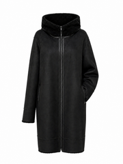 Rei Reversible Faux Fur & Suede Coat in Black