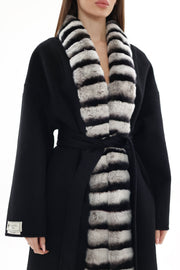 Genuine Rabbit Fur Cashmere Wool Coat for Women