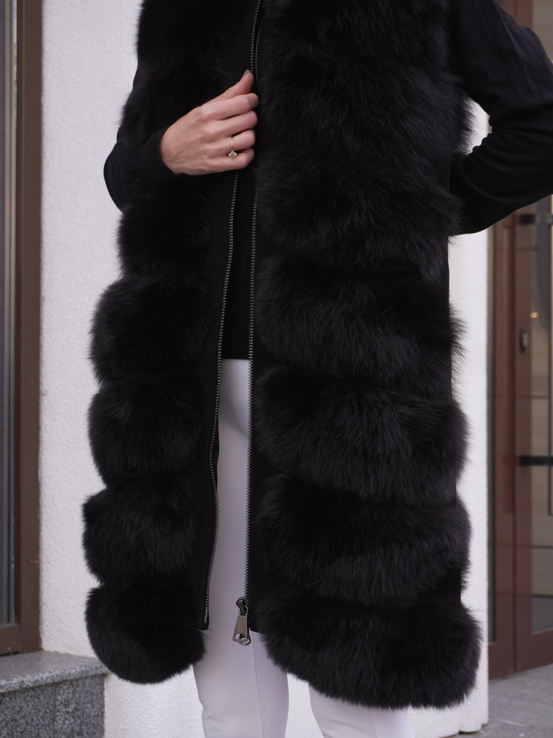 Genuine Polar Fox Fur Vest – 90 cm Longline