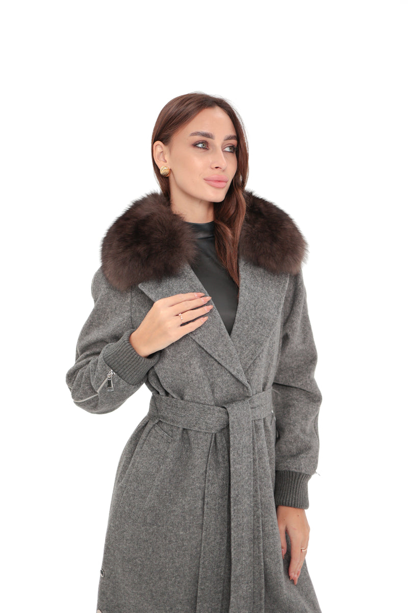 Genuine Polar Fox Wool Coat