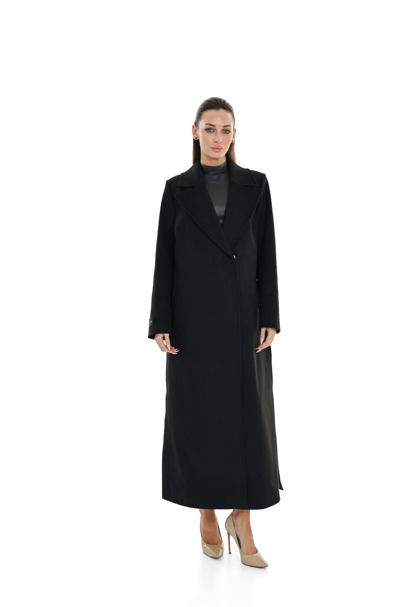 Black Cashmere Blend Coat for Women